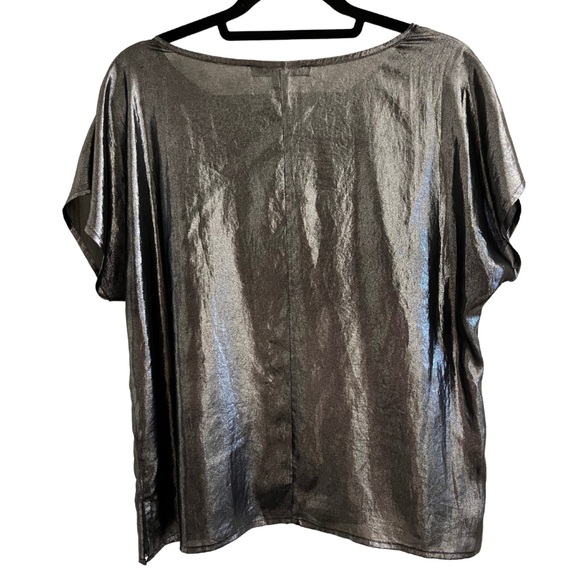 Dark Silver Gray Metallic Sheer Top by XXI - Picture 2 of 6